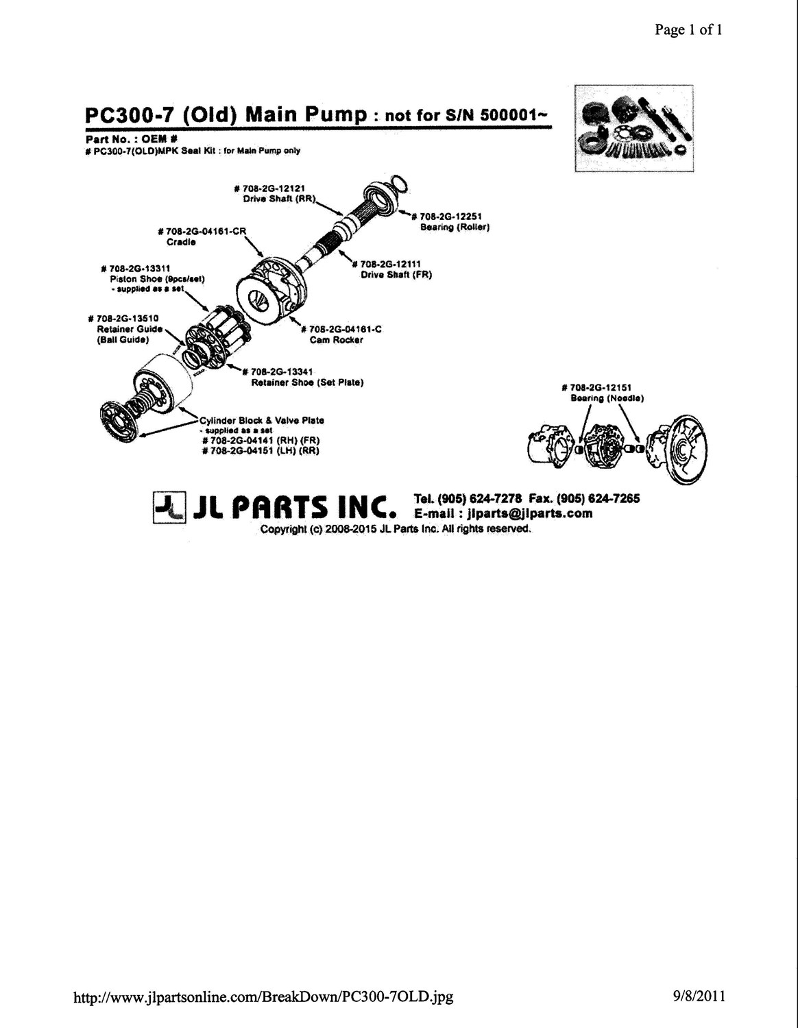 Komatsu PC300-LC7 Main Hydraulic Pump