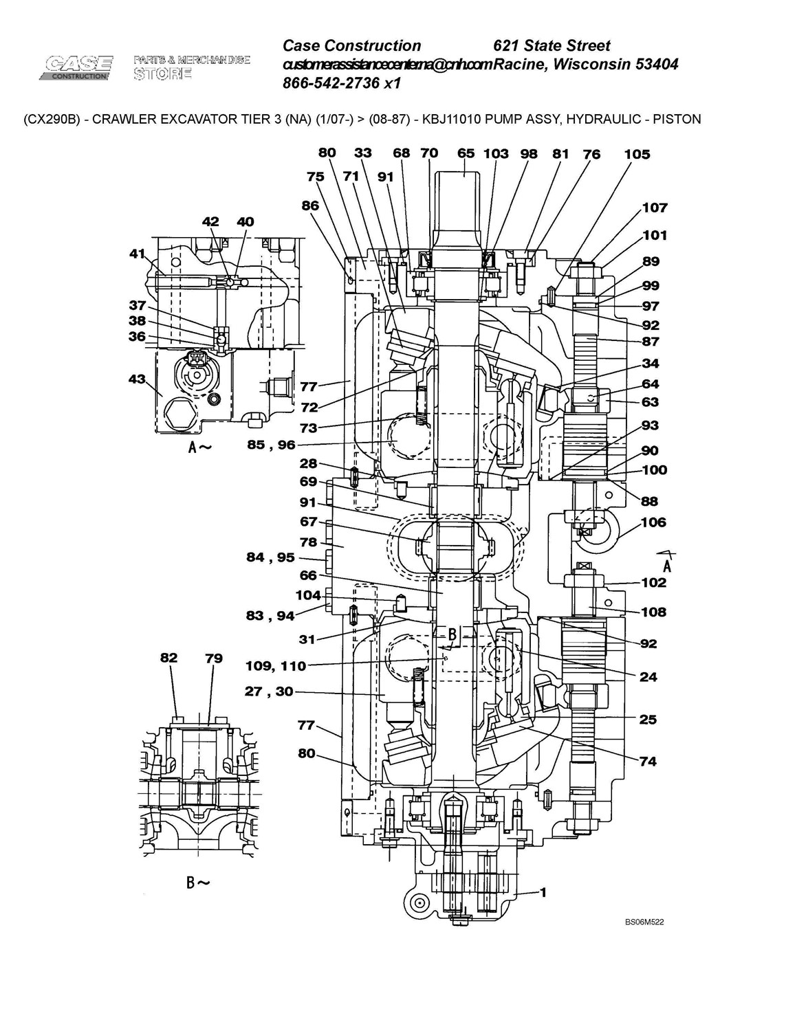 Case CX290B Main  Hydraulic Pump