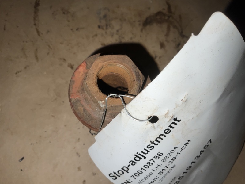 Case/case I.H. 8830A Stop-adjustment