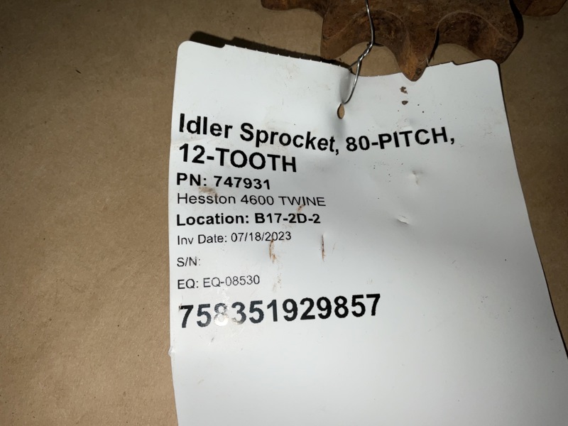 Hesston 4600 Twine, 4650, 4750, 4800 Idler Sprocket, 80-PITCH, 12-TOOTH