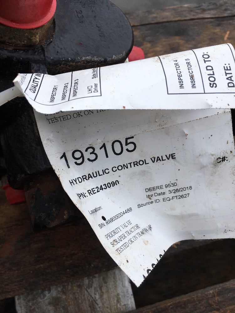 Deere 9530 Hydraulic Control Valve