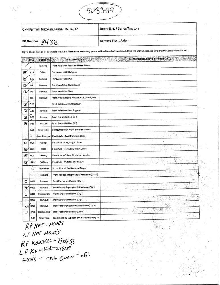 Deere 6150R Dana 745 Axle Assembly, 13.286 Ratio