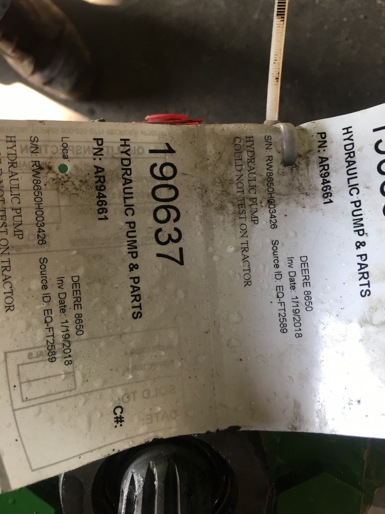 Deere 8650 Hydraulic Pump & Parts