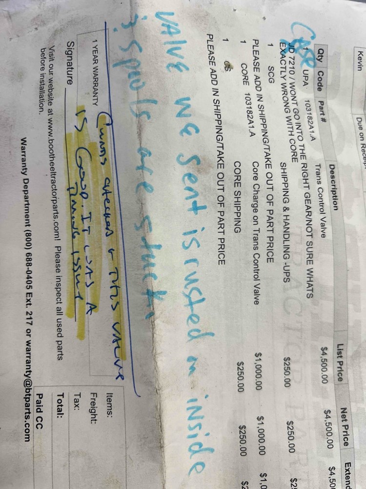 Case/case I.H. 8940 Transmission Shift Valve