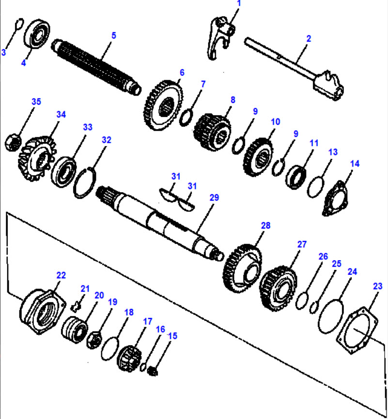 Dresser TD15C Bevel Pinion Shaft, Spline Shaft
