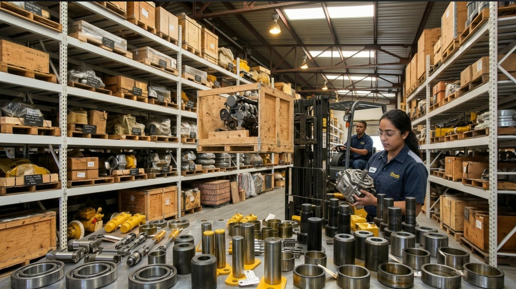 Massive inventory of surplus heavy equipment parts at FP Smith’s Fairfield facility